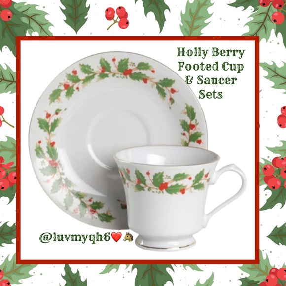 China Pearl Other - CHINA PEARL Christmas Footed Cup & Saucer Set